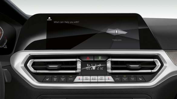 BMW Série 3 Berline, BMW Intelligent Personal Assistant. G20 Gros plan de l’affichage du poste de conduite de la BMW Série 3 Berline avec BMW Intelligent Personal Assistant. G20