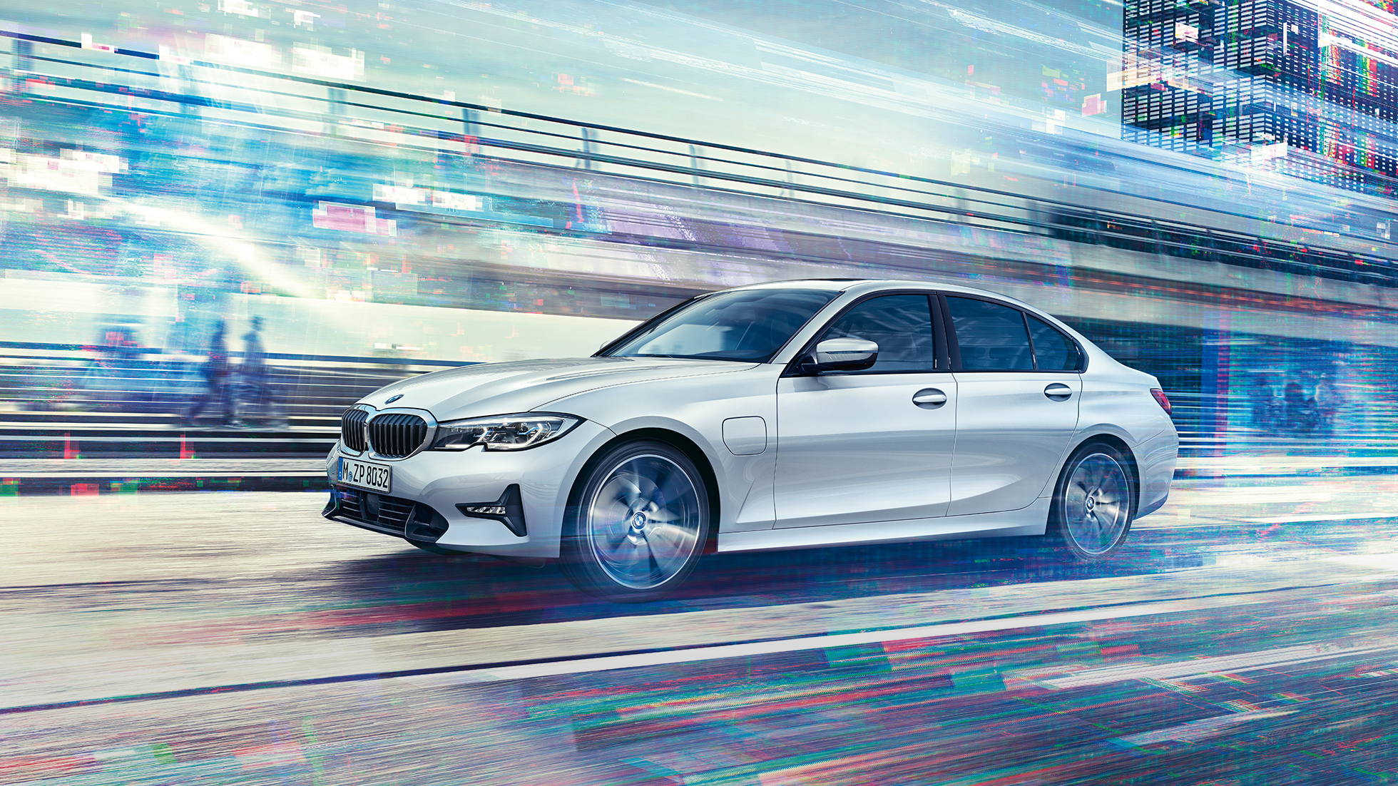 BMW Série 3 Berline Hybride Rechargeable vue dynamique de profil BMW Série 3 Berline Hybride Rechargeable vue dynamique de profil