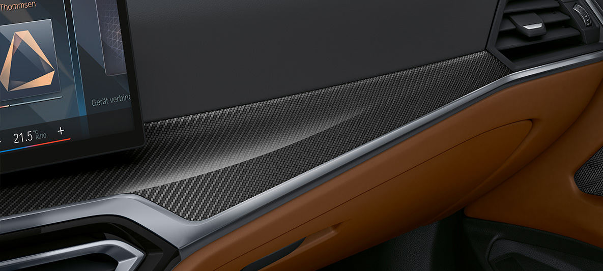 Inserts décoratifs BMW Individual en Carbon Fibre avec incrustation en Perlglanz Chrom BMW Série 4 Cabriolet 2020 G23 2020 Intérieur BMW Individual en Carbon Fibre avec incrustation en Perlglanz Chrom BMW Série 4 Cabriolet Individual G23 2020 Intérieur