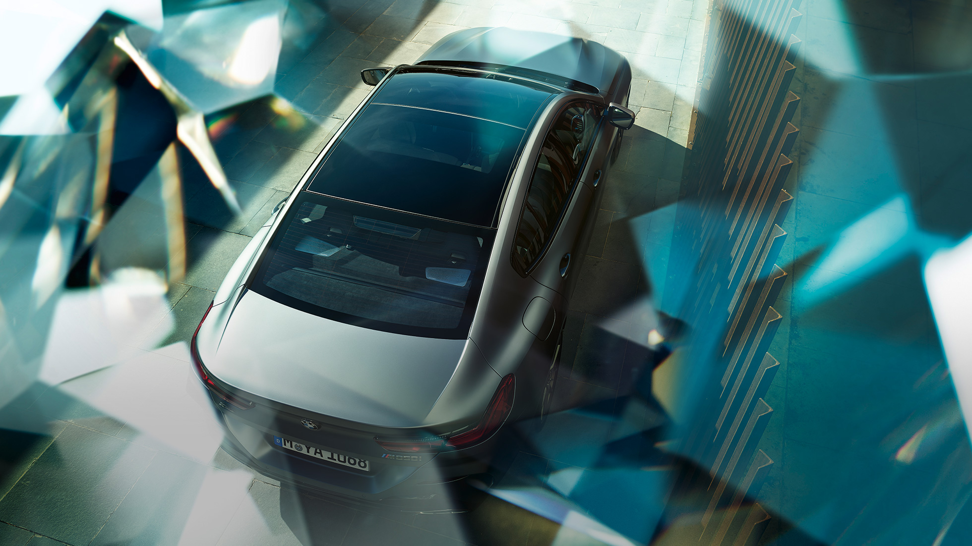 Toit ouvrant panoramique, BMW M850i xDrive Gran Coupé G16 Toit ouvrant panoramique de la BMW M850i xDrive Gran Coupé G16 2019 en BMW Individual Frozen Bluestone metallic, vue plongeante