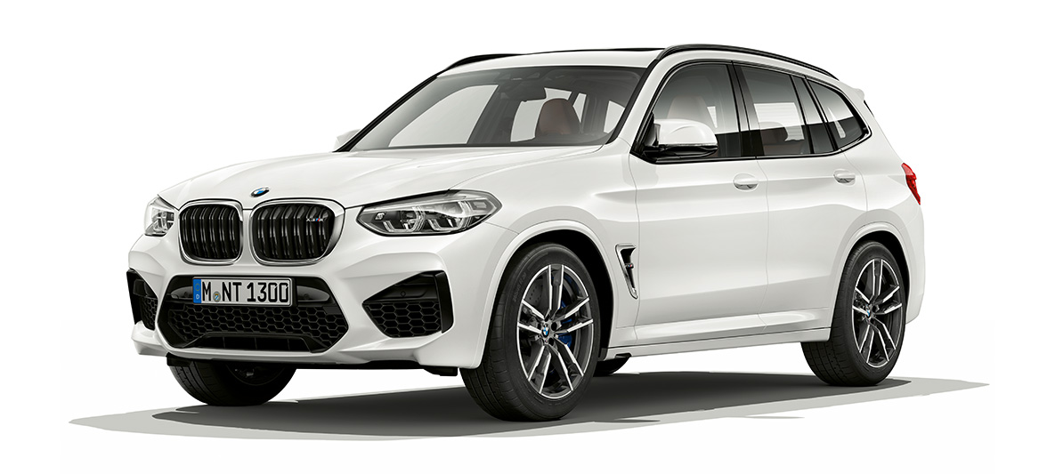 BMW X3 M Competition, vue de trois quarts de profil Extérieur de la BMW X3 M en Alpinweiß, vue de trois quarts de profil