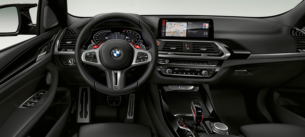 BMW X3 M Competition, volant M en cuir Intérieur de la BMW X3 M, habitacle, volant M en cuir avec surpiqûres contrastées M spécifiques