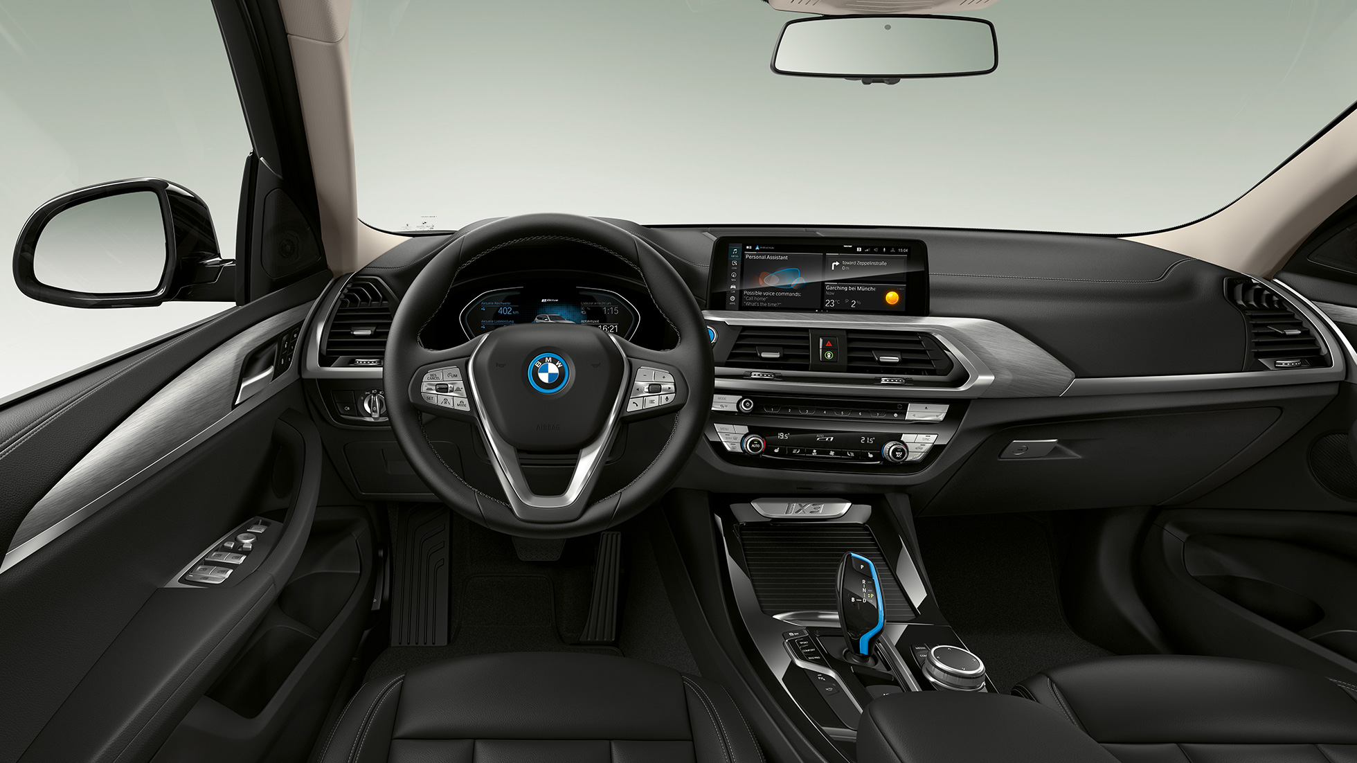 BMW iX3 G08, modèle « Inspiring », poste de conduite BMW iX3 G08 2020, modèle « Inspiring », poste de conduite et habitacle