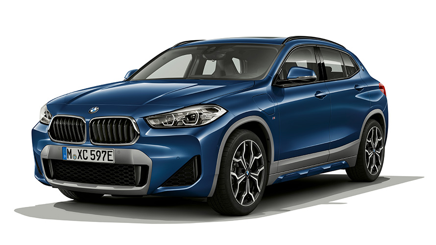 Modèles BMW X BMW X2 hybride rechargeable F39 vue de trois quarts de profil Modèles BMW X BMW X2 hybride rechargeable F39 vue de trois quarts de profil