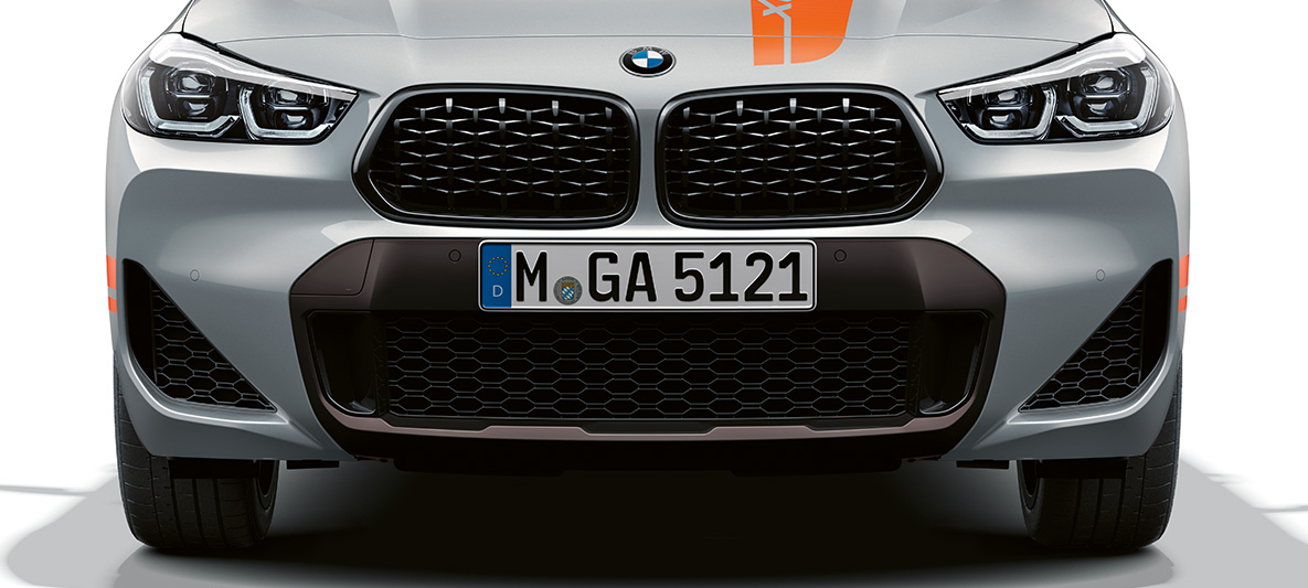 Doubles naseaux de la BMW X2 F39 BMW X2 2020 F39 Brooklyn Grau, vue avant des doubles naseaux