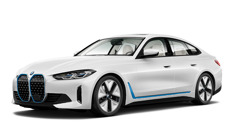 BMW i4 vue en studio BMW i4 vue de trois quarts avant en studio