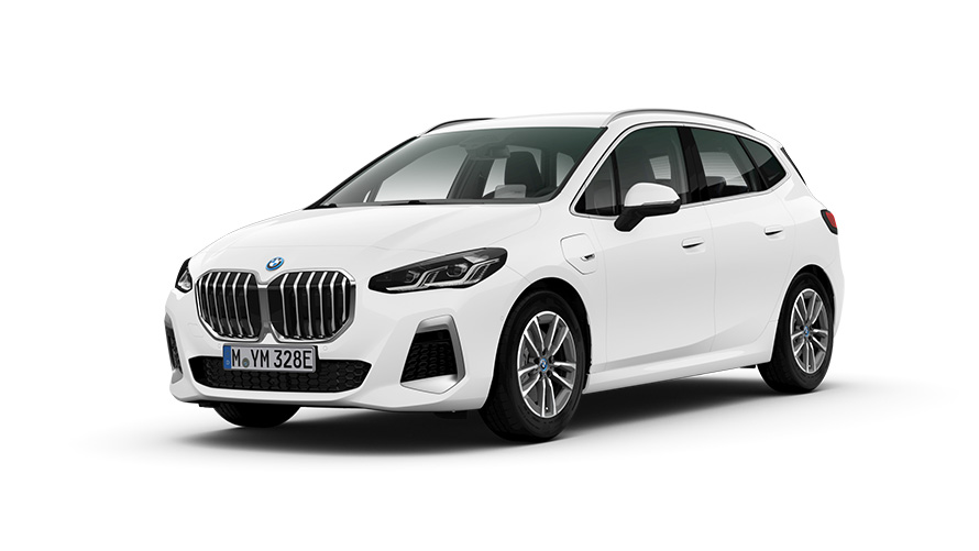 BMW 230e xDrive U06 PHEV Vue de face 3/4 à l'arrêt