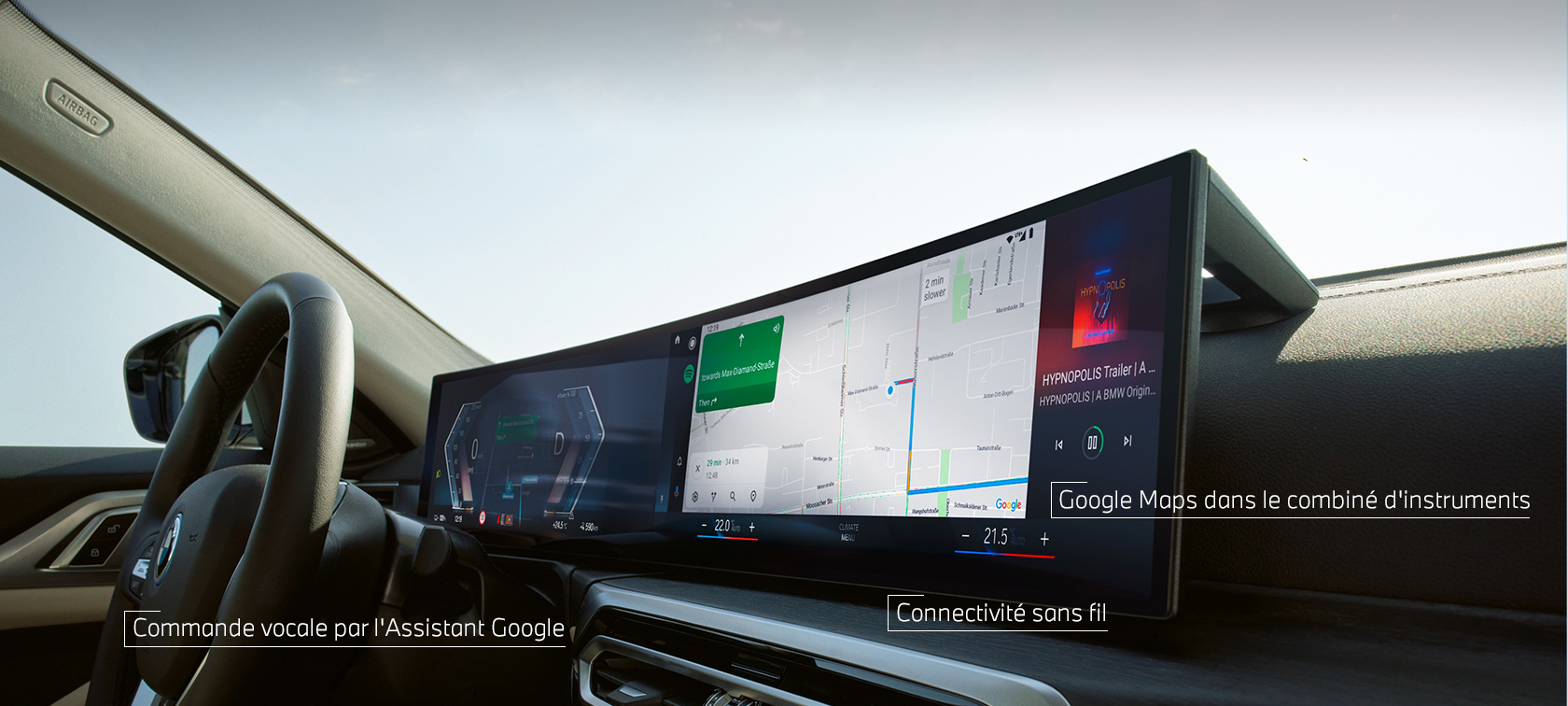AutoTM Android sur le BMW Curved Display AutoTM Android sur le BMW Curved Display dans le véhicule avec BMW ConnectedDrive