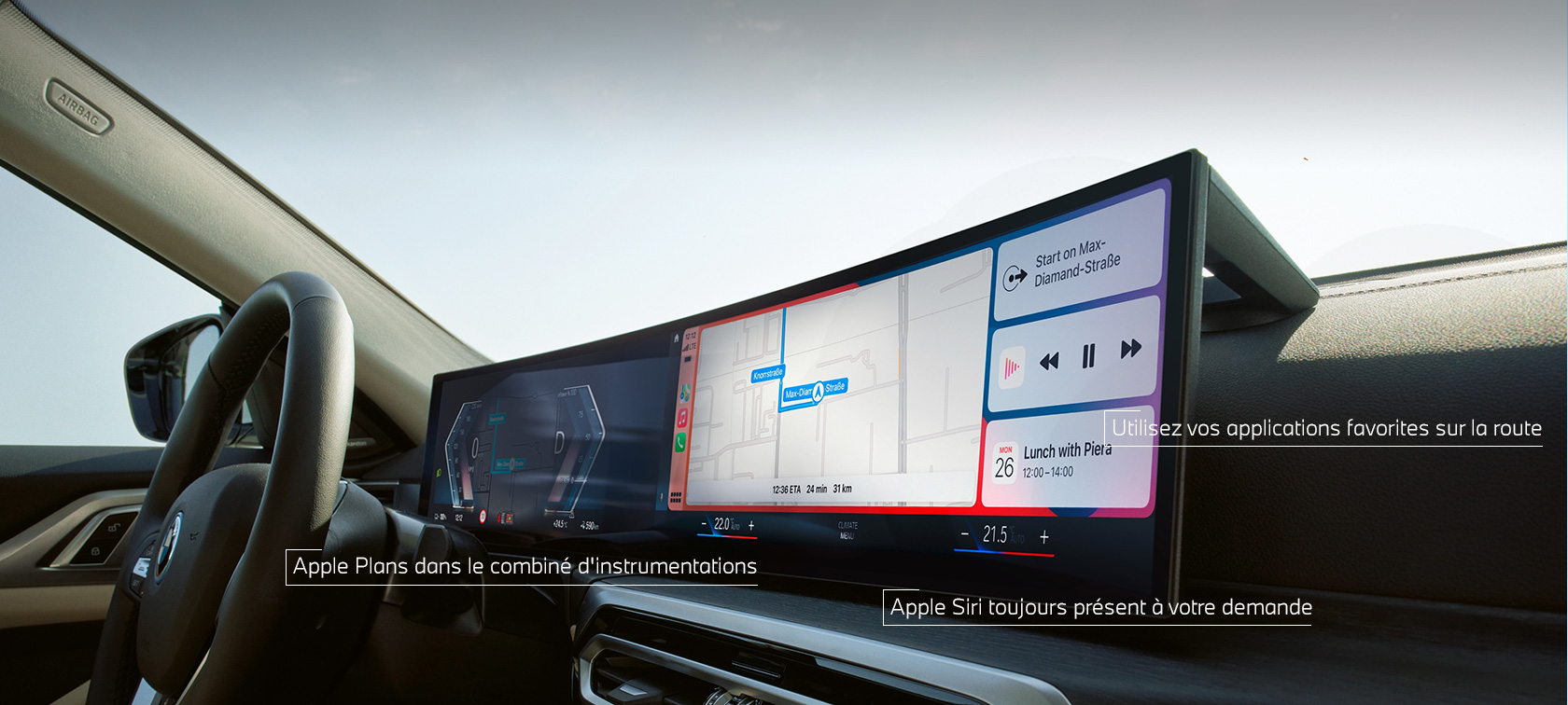 Menu Apple CarPlay® dans le BMW Curved Display Menu Apple CarPlay® dans le BMW Curved Display de BMW ConnectedDrive