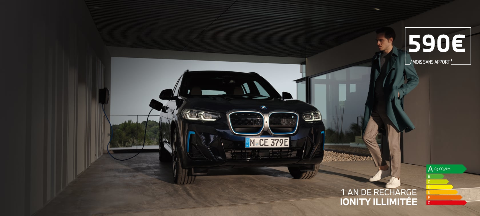 BMW iX3 G08 2021 M Carbonschwarz, vue de profil