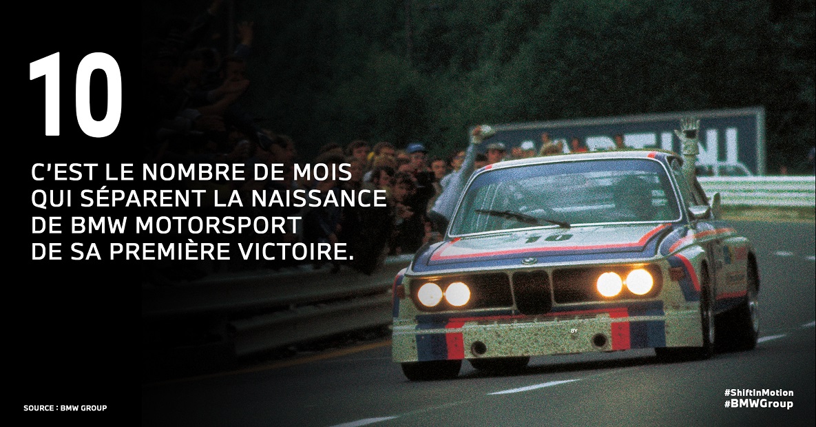 10 c'est le nombre de mois qui séparent la naissance de BMW Motorsport de sa première victoire
