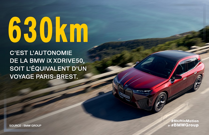 BMW iX : une autonomie à faire palir bien des voitures électriques.