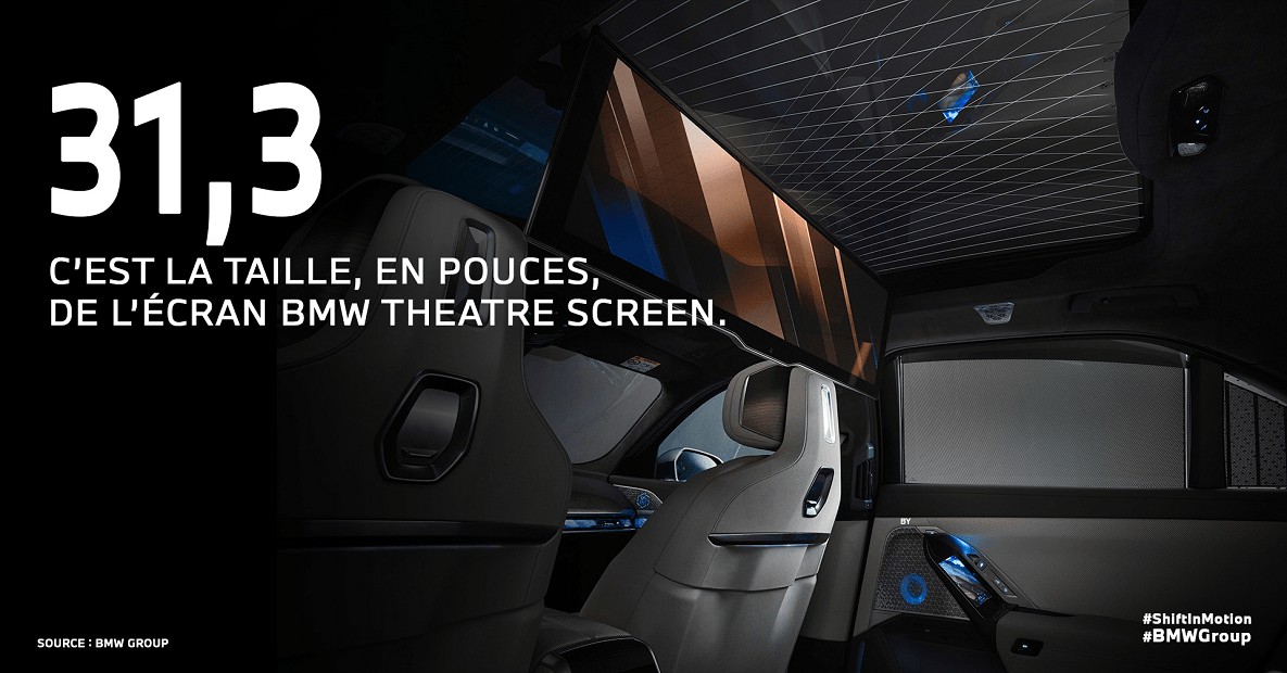 31,3 c'est la taille, en pouces, de l'écran BMW Theatre Screen