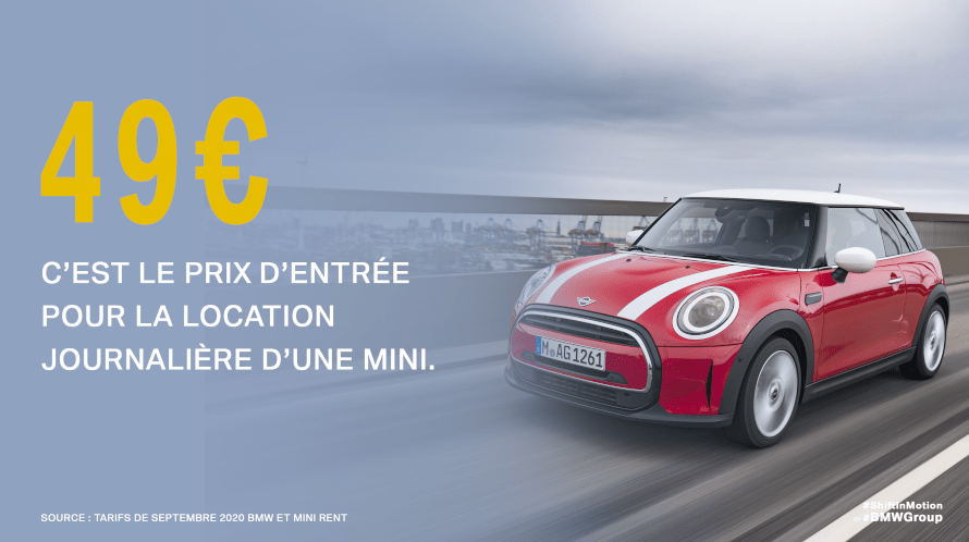 Une MINI pour 49€ par jour. 