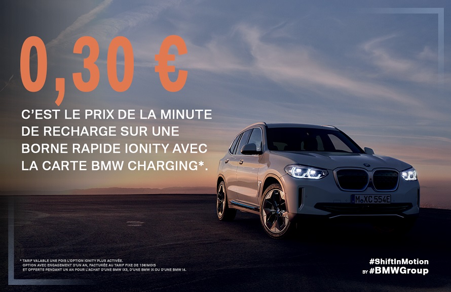 0,30€, c’est le prix de la minute de recharge sur une borne rapide IONITY avec la carte BMW Charging.
