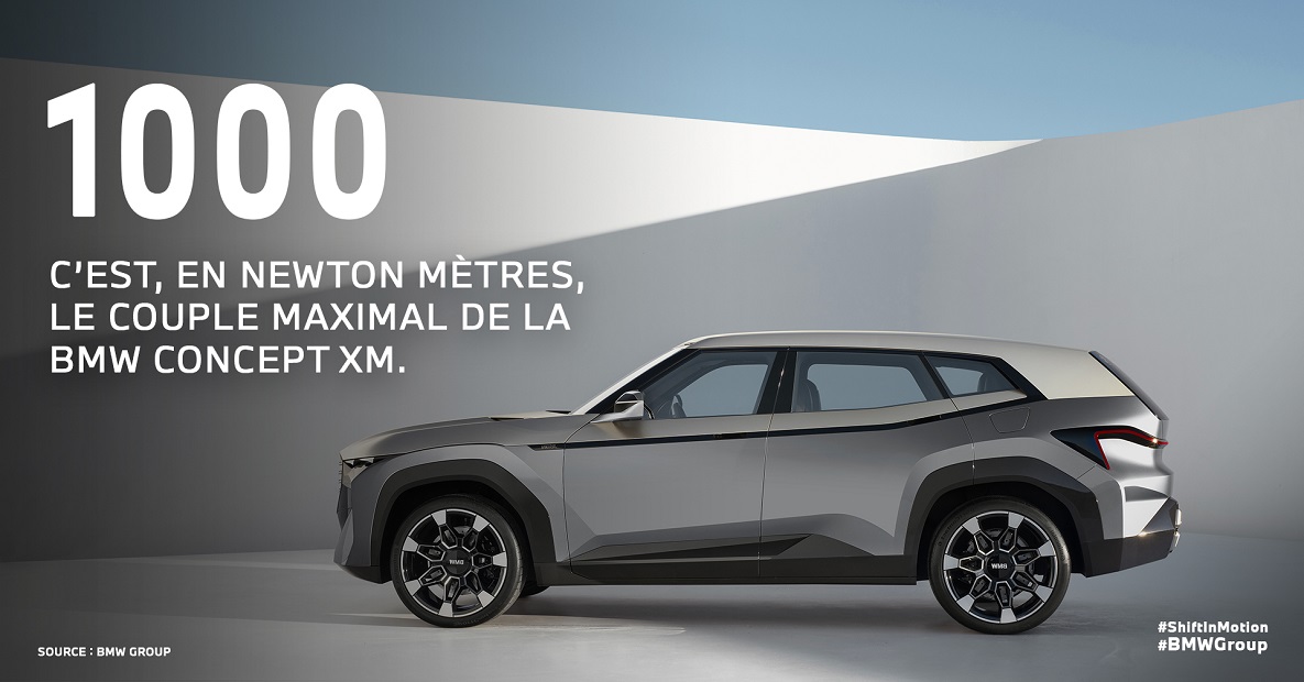 1000 c'est, en newton mètres, le couple maximal de la BMW Concept XM.