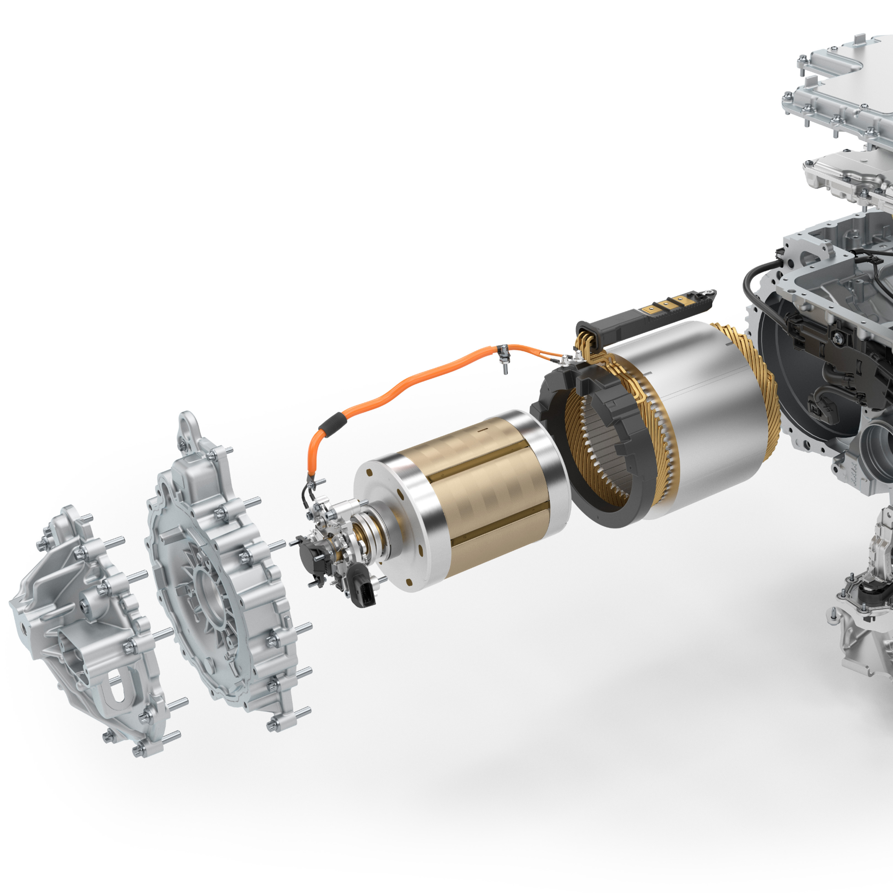 Schéma d’un moteur synchrone excité par courant, démonté